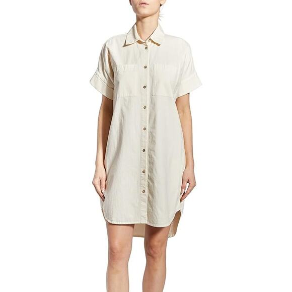 OAT New York Khaki Oversized Button Up Shirt Dress Small - Picture 2 of 7